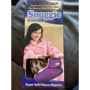 NEW Snuggie Slippers Girls Leopard Print Super Soft Fleece  Size Small 11-12 NIB